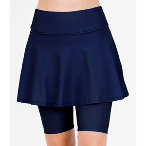 NWT ModLi UPF 50+ Navy Blue Midi Swim Skort, Size 3X